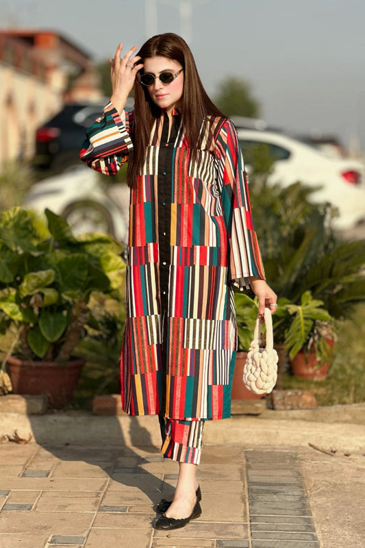 Digital Printed 2pc Co-Ord Set (Pret) - 102