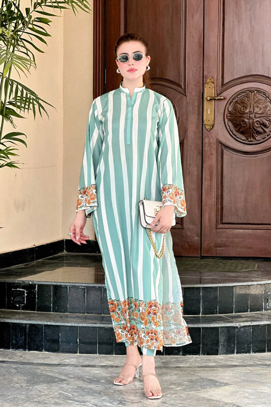 Digital Printed 2pc Co-Ord Set (Pret) - 102