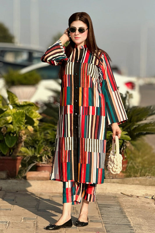 Digital Printed 2pc Co-Ord Set (Pret) - 102