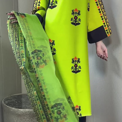 Digital Printed 3pc Co-Ord Set (Pret) - 117