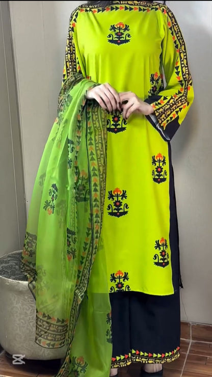 Digital Printed 3pc Co-Ord Set (Pret) - 117