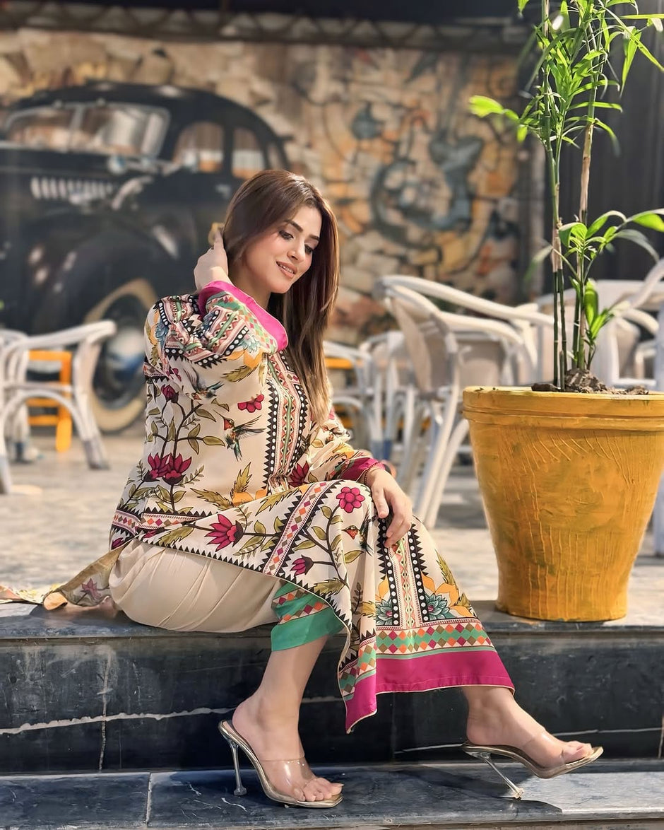 Digital Printed 2pc Co-Ord Set (Pret) - 106