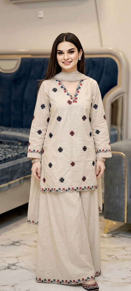 Cross Stitch Embroidery 3pc Suit