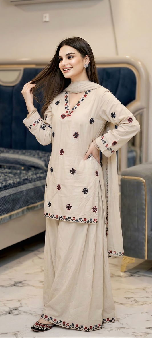 Cross Stitch Embroidery 3pc Suit