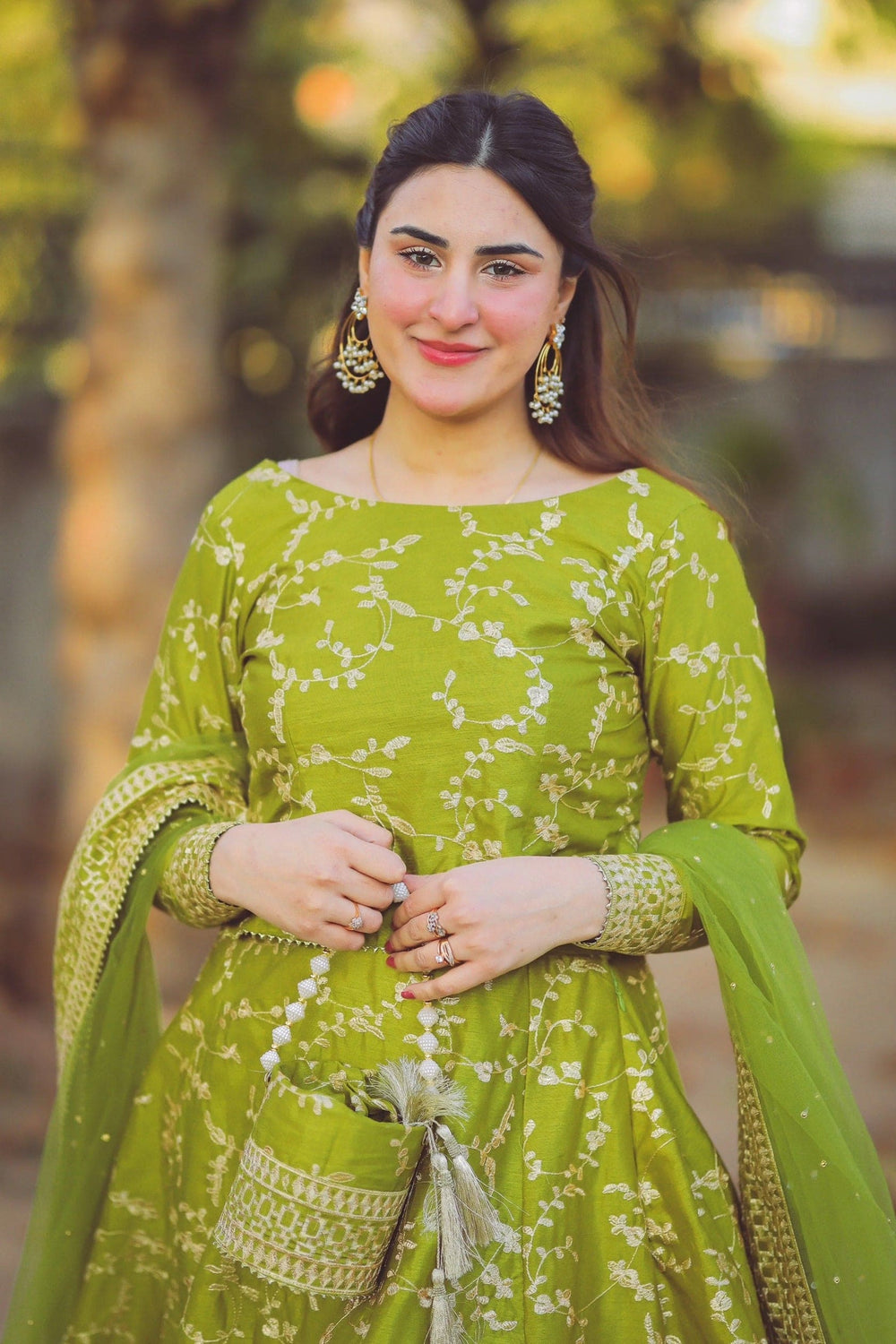 Embroidered Lehenga Choli 3pcs Set With Hand Bag