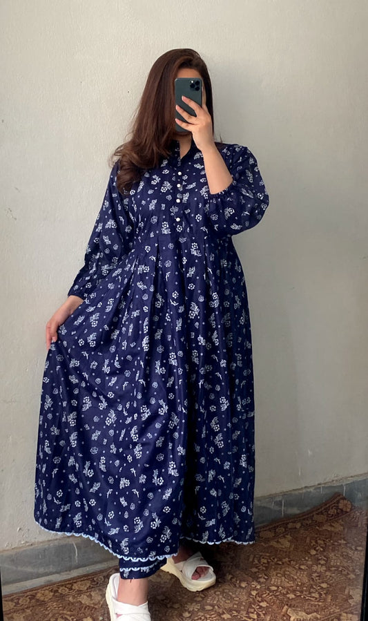 Fancy Long Frock Lawn 2pcs